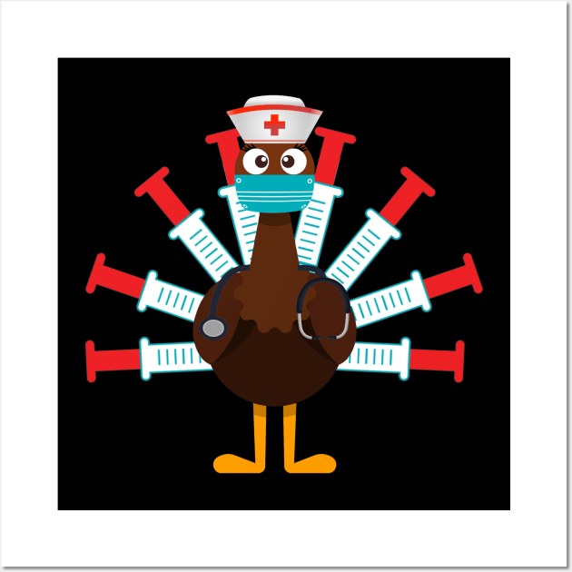 Thanksgiving turkey nurse Wall Art by Flipodesigner